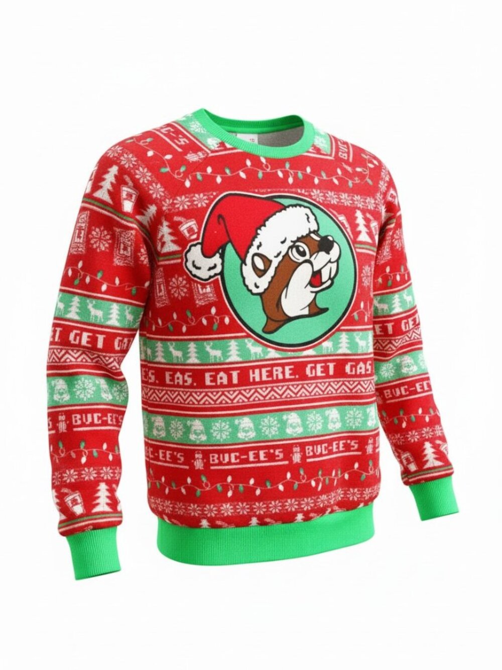 Buc-ee's Christmas Sweater Crew Neck Fleece-Lined Women's Size Small